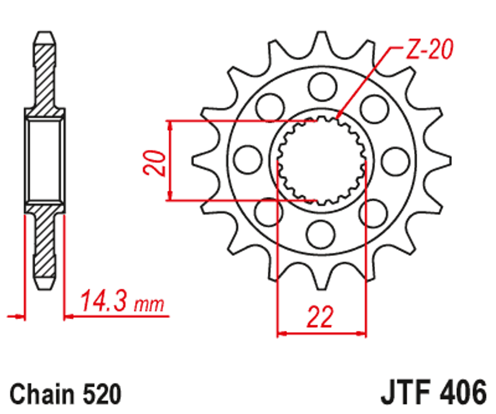 картинка Звезда передняя JTF406.16RB от мотомагазина Белбайк