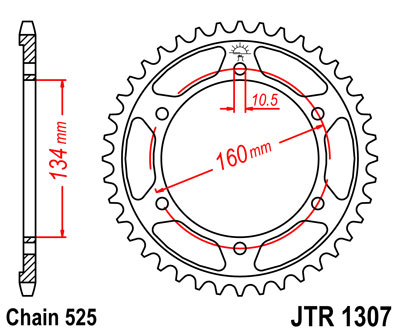 картинка Звезда задняя JTR1307.45 от мотомагазина Белбайк