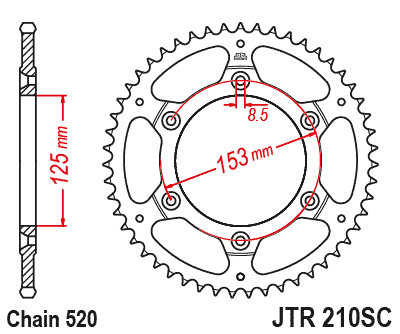 картинка Звезда задняя JTR210.51SC от мотомагазина Белбайк