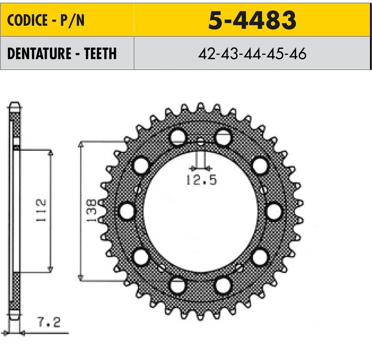 картинка Звезда задняя Sunstar 5-4483-44 (JTR1304.44) от мотомагазина Белбайк