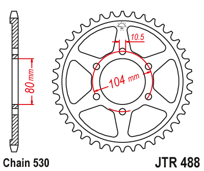 картинка Звезда задняя JTR488.42 от мотомагазина Белбайк