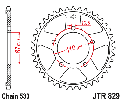 картинка Звезда задняя JTR829.42 от мотомагазина Белбайк