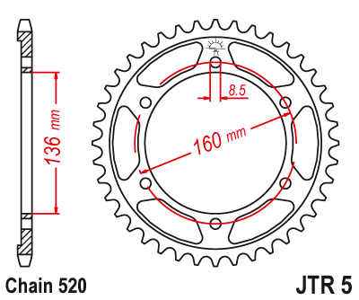 картинка Звезда задняя JTR5.47 от мотомагазина Белбайк