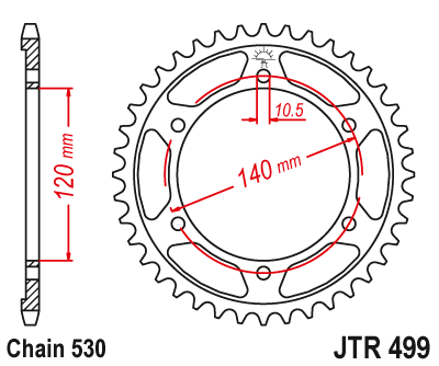 картинка Звезда задняя JTR499.48 от мотомагазина Белбайк