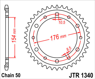 картинка Звезда задняя JTR1340.43 от мотомагазина Белбайк