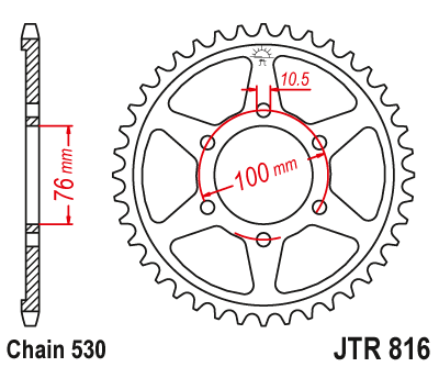картинка Звезда задняя JTR816.45 от мотомагазина Белбайк