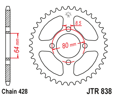 картинка Звезда задняя JTR838.45 от мотомагазина Белбайк