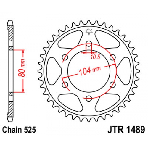 картинка Звезда задняя JTR1489.39 от мотомагазина Белбайк