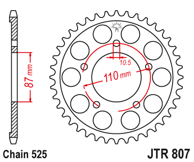 картинка Звезда задняя JTR807.44 от мотомагазина Белбайк