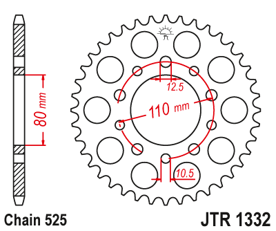 картинка Звезда задняя JTR1332.45 от мотомагазина Белбайк