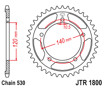 картинка Звезда задняя JTR1800.40 от мотомагазина Белбайк