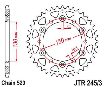 картинка Звезда задняя JTR245/3.46 от мотомагазина Белбайк
