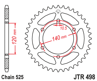 картинка Звезда задняя JTR498.45 от мотомагазина Белбайк