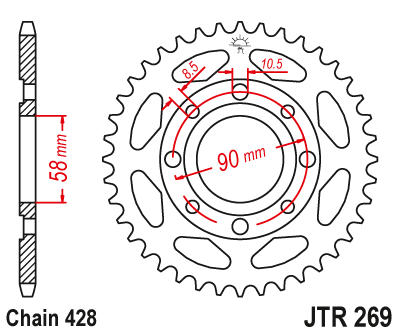 картинка Звезда задняя JTR269.42 от мотомагазина Белбайк