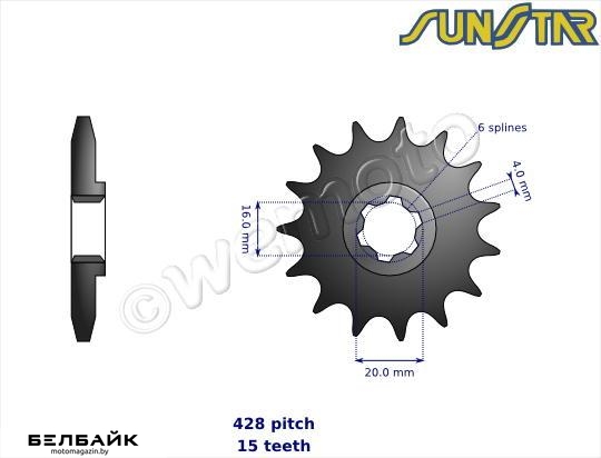 картинка Звезда передняя Sunstar 22715 (JTF410.15) от мотомагазина Белбайк