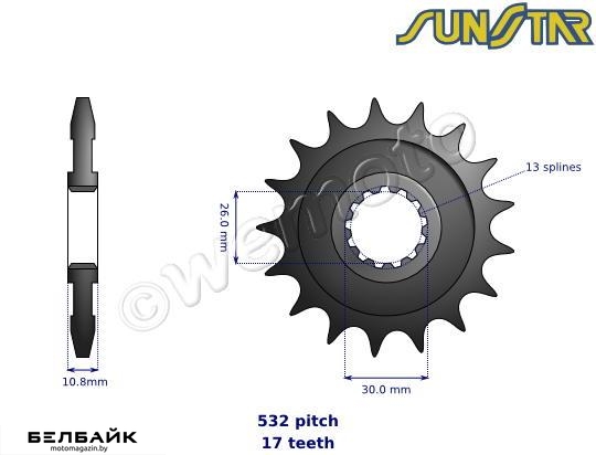 картинка Звезда передняя Sunstar 81717 (JTF579.17) от мотомагазина Белбайк