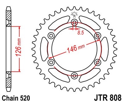 картинка Звезда задняя JTR808.47 от мотомагазина Белбайк