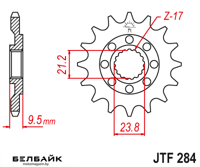 картинка Звезда передняя JTF284.13 от мотомагазина Белбайк