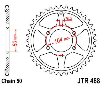 картинка Звезда задняя JTR488.46 от мотомагазина Белбайк