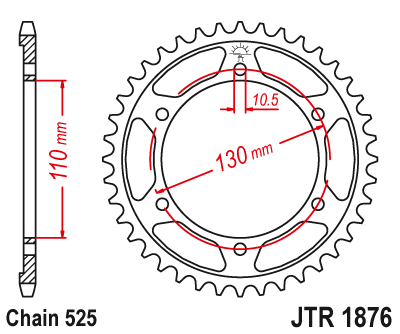 картинка Звезда задняя JTR1876.43 от мотомагазина Белбайк