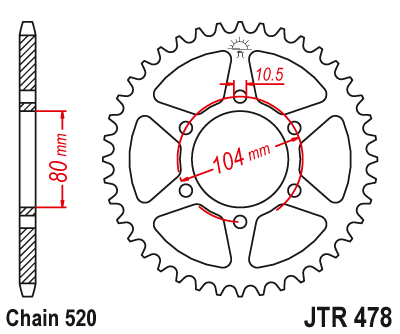 картинка Звезда задняя Sunstar 1-3356-40 (JTR478.40) от мотомагазина Белбайк