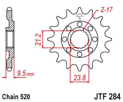 картинка Звезда передняя JTF284.14 от мотомагазина Белбайк
