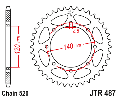 картинка Звезда задняя JTR487.46 от мотомагазина Белбайк