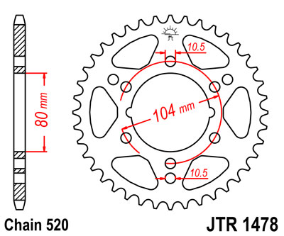 картинка Звезда задняя JTR1478.40 от мотомагазина Белбайк