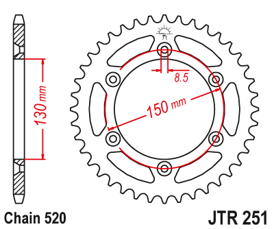 картинка Звезда задняя JTR251.48 от мотомагазина Белбайк