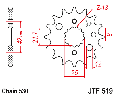 картинка Звезда передняя JTF519.16 от мотомагазина Белбайк